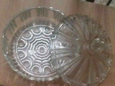 ELEGANT CUT GLASS CANDY DISH AND LID...FROM THE 1950s