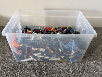 Large Bin of Assorted LEGO Technic Pieces - Bulk Building Blocks & Parts