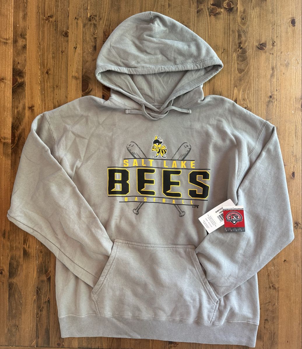 Salt Lake Bees Minor League Baseball Gray ComfortWash (Hanes) Hoodie - Size Large