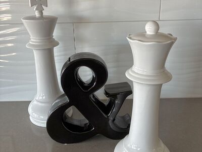 Z Gallerie Large Ceramic King & Queen Chess Pieces