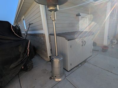Outdoor Patio Heater, Stainless Steel, Propane Powered, Standing Heater with Wheels