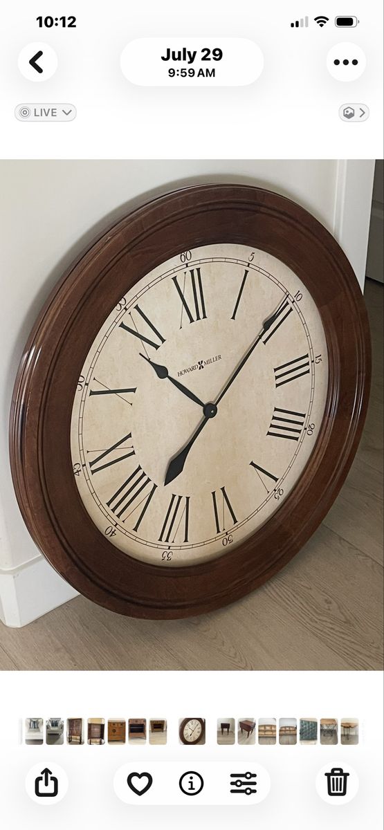Oversized 30” Howard Miller “Grand Americana” wall clock-solid wood.