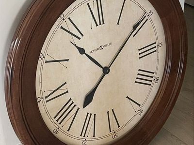 Oversized 30” Howard Miller “Grand Americana” wall clock-solid wood.