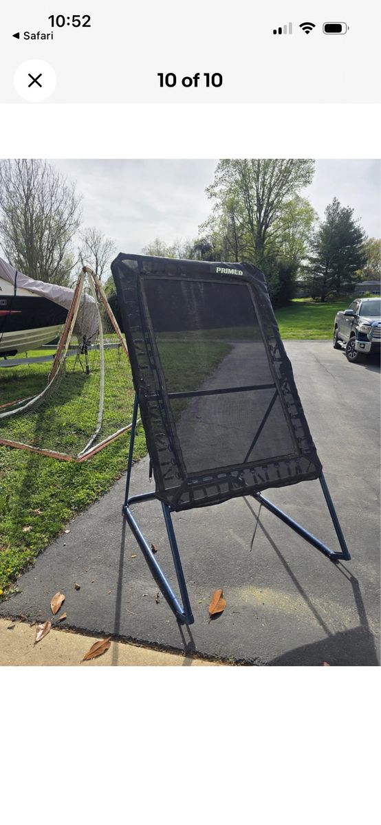 PRIMED Baseball Softball Pitching Rebounder Net - Black/Blue Practice Trainer
