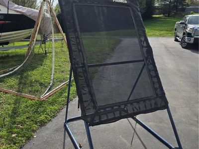 PRIMED Baseball Softball Pitching Rebounder Net - Black/Blue Practice Trainer