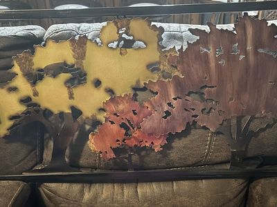 Metal Tree Forest Wall Art Metal Cutout Landscape Decor with Frame