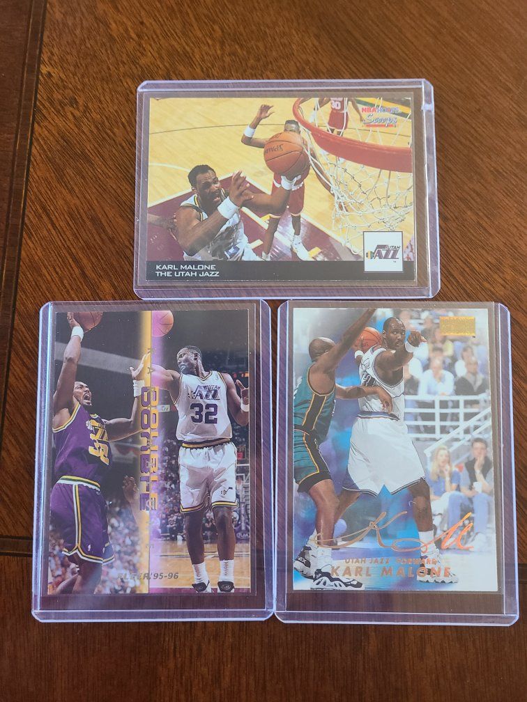 Karl Malone Utah Jazz Basketball Cards Lot of 3 (Fleer 95-96, NBA Hoops)