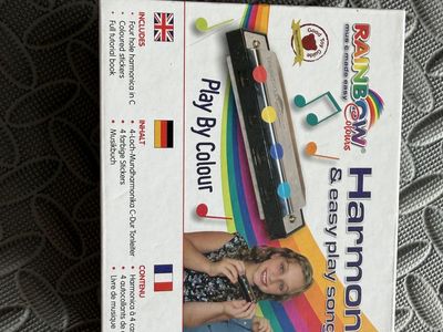 Rainbow Colours Kids Harmonica + Song Book Set