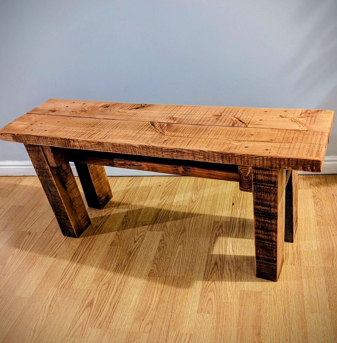 Solid wood bench