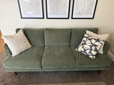 Marques Heritage Green Fabric 84" Sofa | Loose Reversible Back