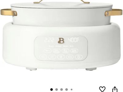 Beautiful by Drew Barrymore 6qt Electric Multi-Cooker, 10-in-1, 7 Preset Functions, White