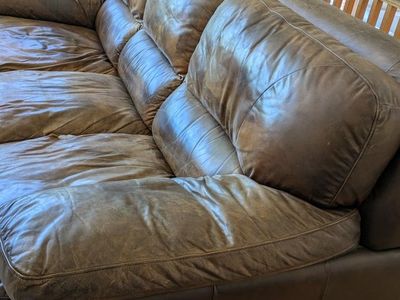 Brown leather couch