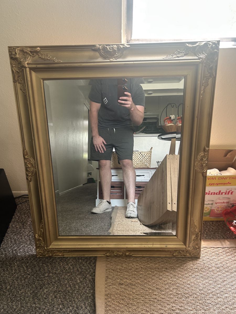 Large Gold Ornate Frame Mirror - Vintage Style Wall Decor, Floor Mirror