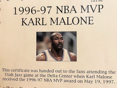 1996-97 Karl Malone NBA MVP Commemorative Fan Certificate - Utah Jazz Delta Center