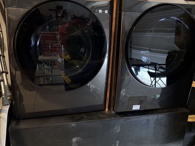 Samsung Front Load Washer and Dryer Set in Black Stainless Steel