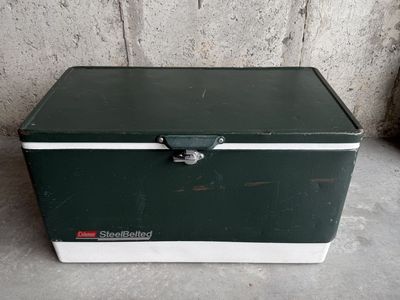Vintage Coleman Steel Belted Cooler - Classic Green - $80