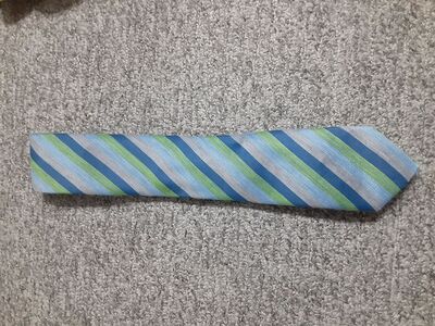 Thomas Pink Green, Gray, Baby Blue, Dark Blue Striped Repp Tie