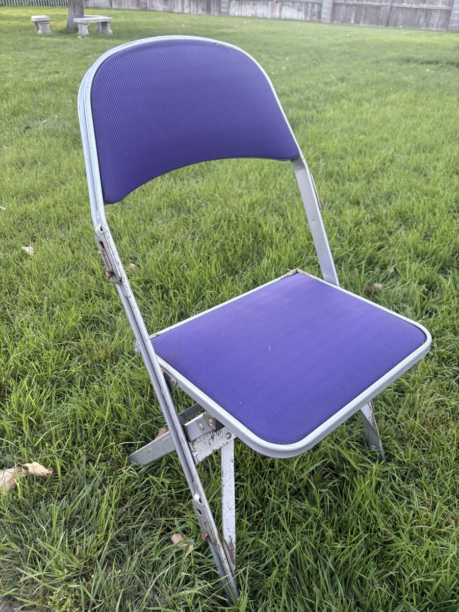 Purple Padded Folding Chair Metal Frame