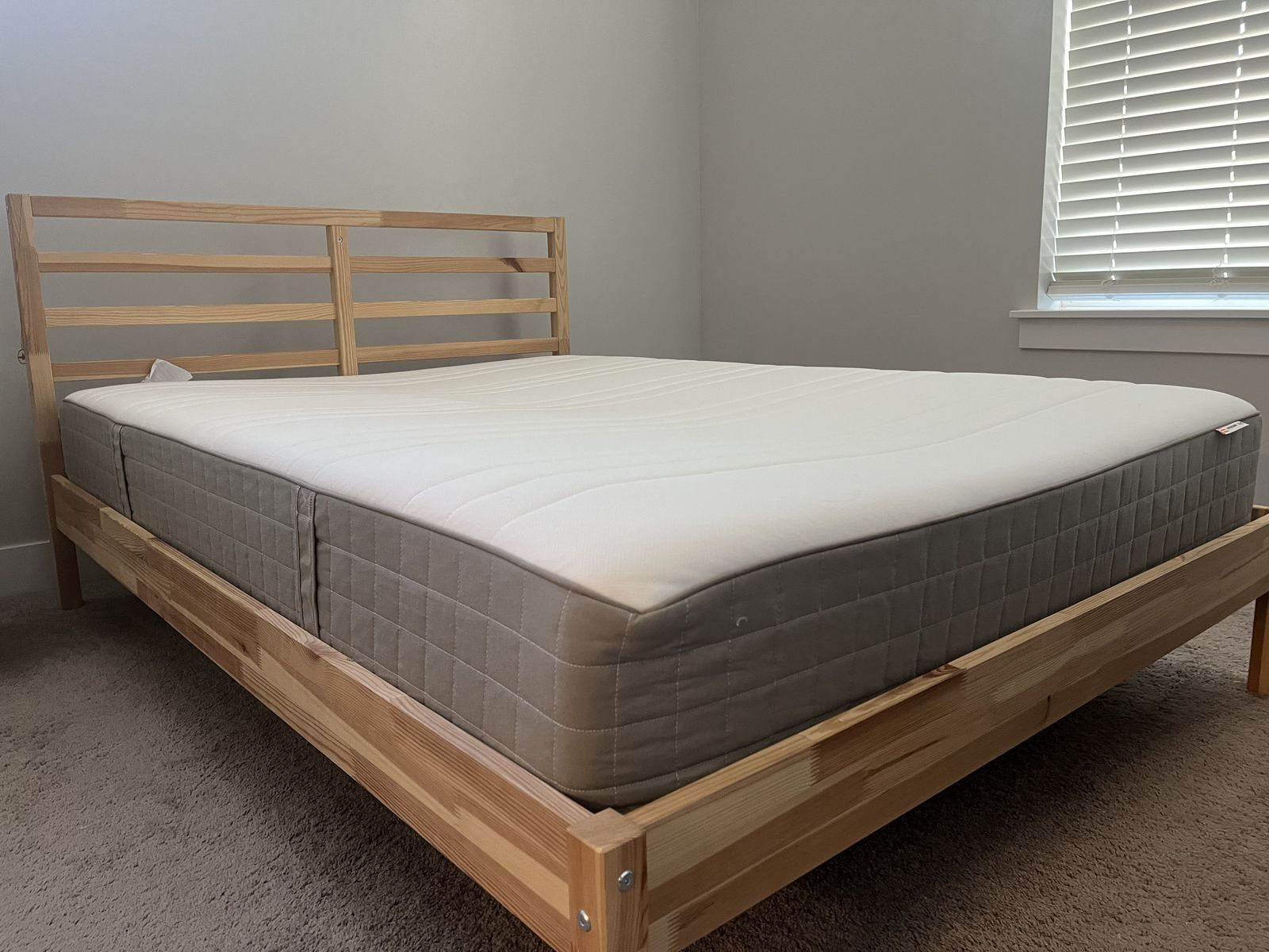 (IKEA) FULL Firm Mattress + Bed Frame + Accessories smoke-free/pet-free home