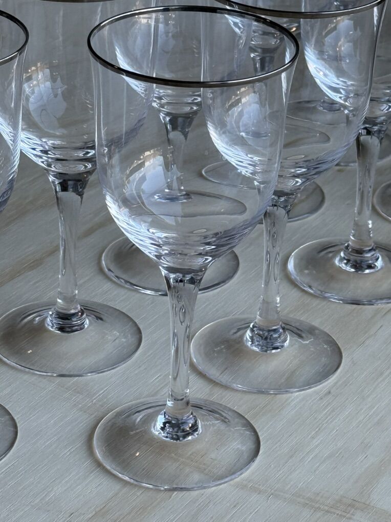 Platinum Rimmed Crystal Glasses - 9x