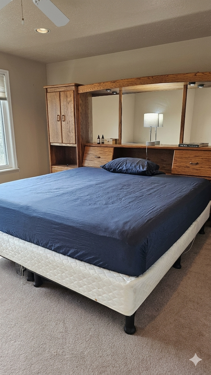 King Size Bedroom Wall Unit + Bed Frame — Must See