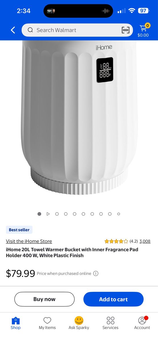 iHome 20L Towel Warmer Bucket - with Fragrance Pad Holder