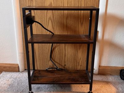 3-tier Dark Wood Shelves with Power Outlet