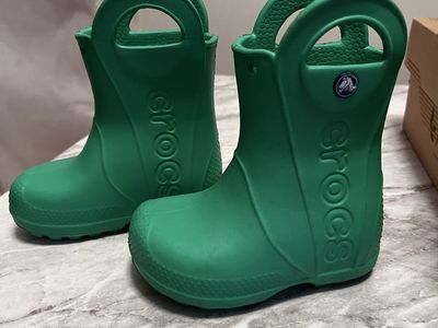 Crocs Kids Handle It Waterproof Rain Boots - Green size 6