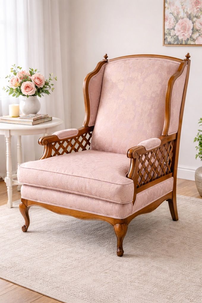 Vintage Blush French Provincial Accent Chair