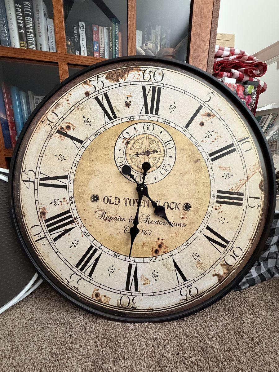 Large Round "Old Town Clock" Wall Decor - Repairs & Restorations Est. 1863 - 28" Diameter