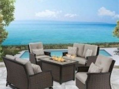 $2800 Agio McKinnon 5PC Fire Patio Seating Set