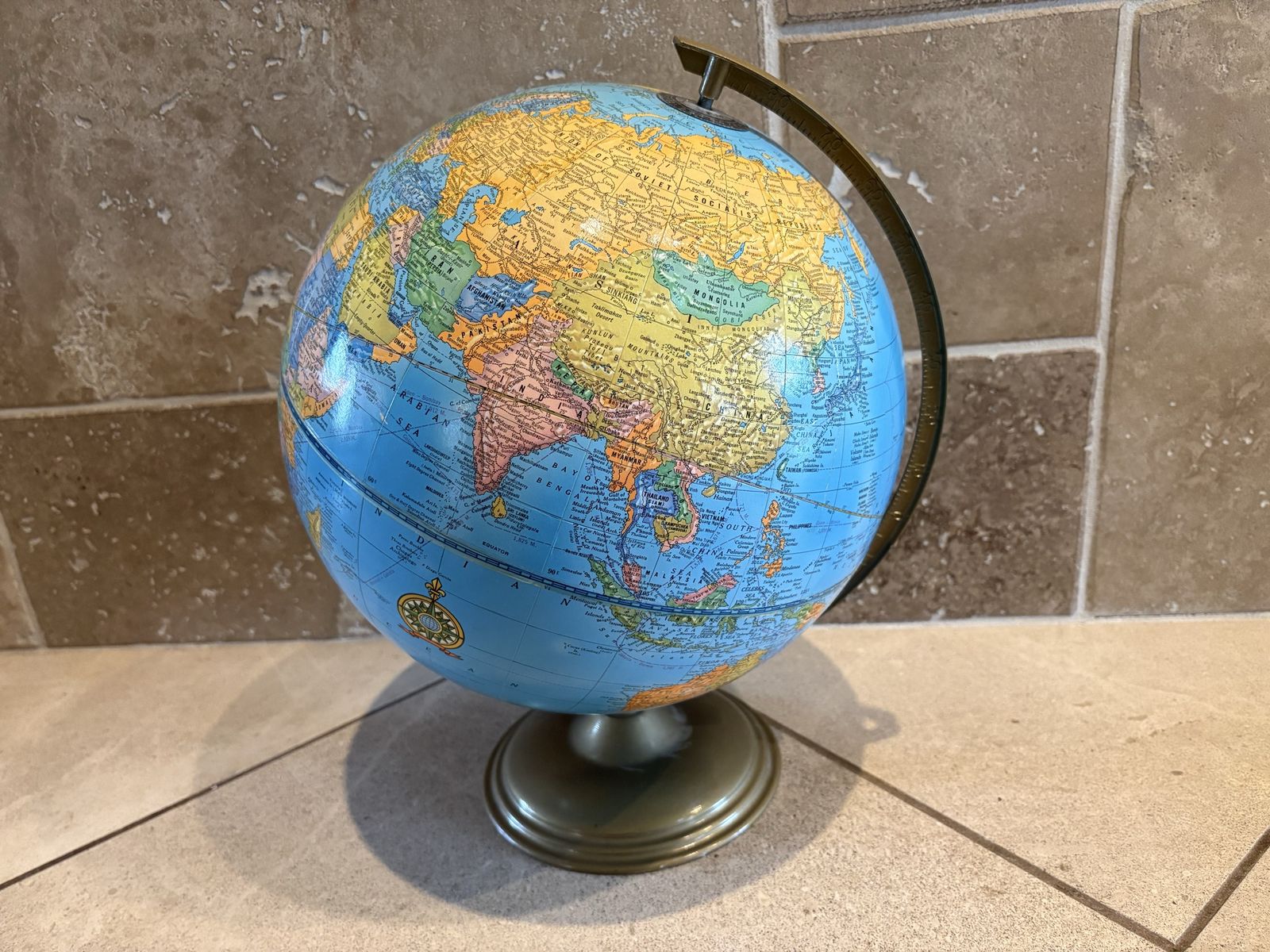 Crams Imperial World Globe 12” on stand from 1980s