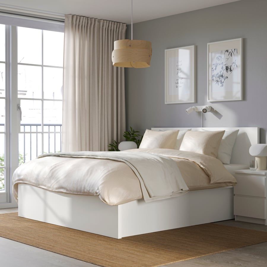 IKEA Malm White Full Storage Bed Frame with Lift-Up Slatted Base and Underbed Storage