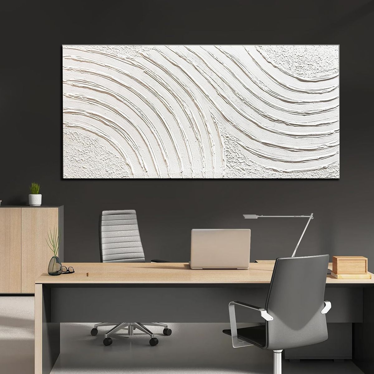 NEW 29x58 Large Abstract Canvas Wall Art for Living Room Hand Painted White Minimalist Textured Painting Modern Neutral