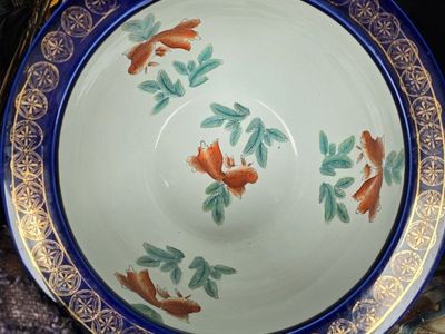Chinese Porcelain Koi Fishbowl Planter / Jardinière – $275