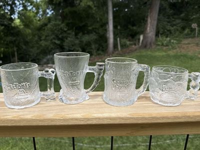 Vintage 1993 McDonald's Flintstones Glass Mugs Set of 4