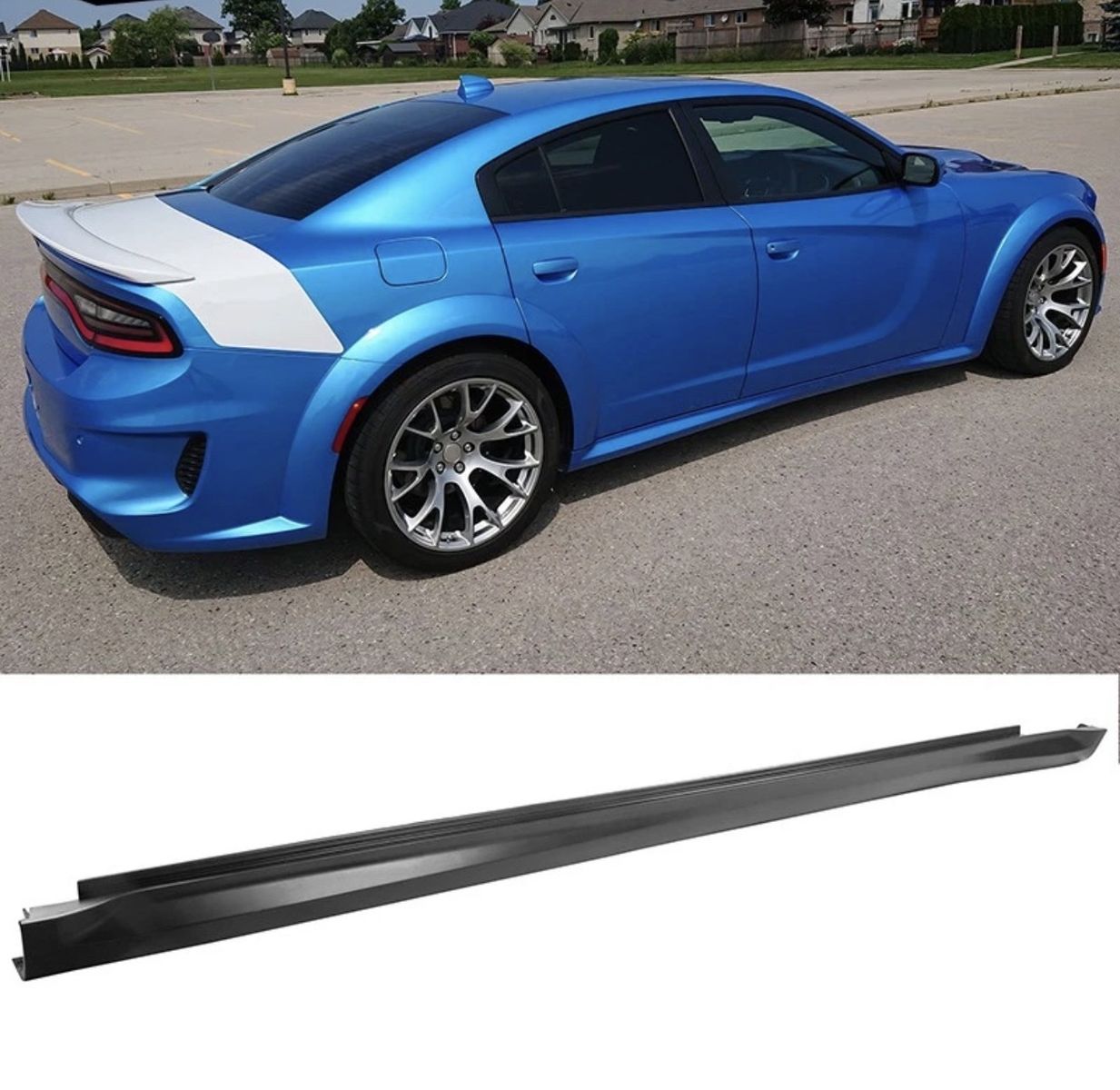 For 20-23 Dodge Charger SRT Hellcat Widebody Style Unpainted PP 2PCS Side Skirts