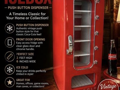 Vintage Coca-Cola Icebox Mini Fridge Beverage Dispenser - Red