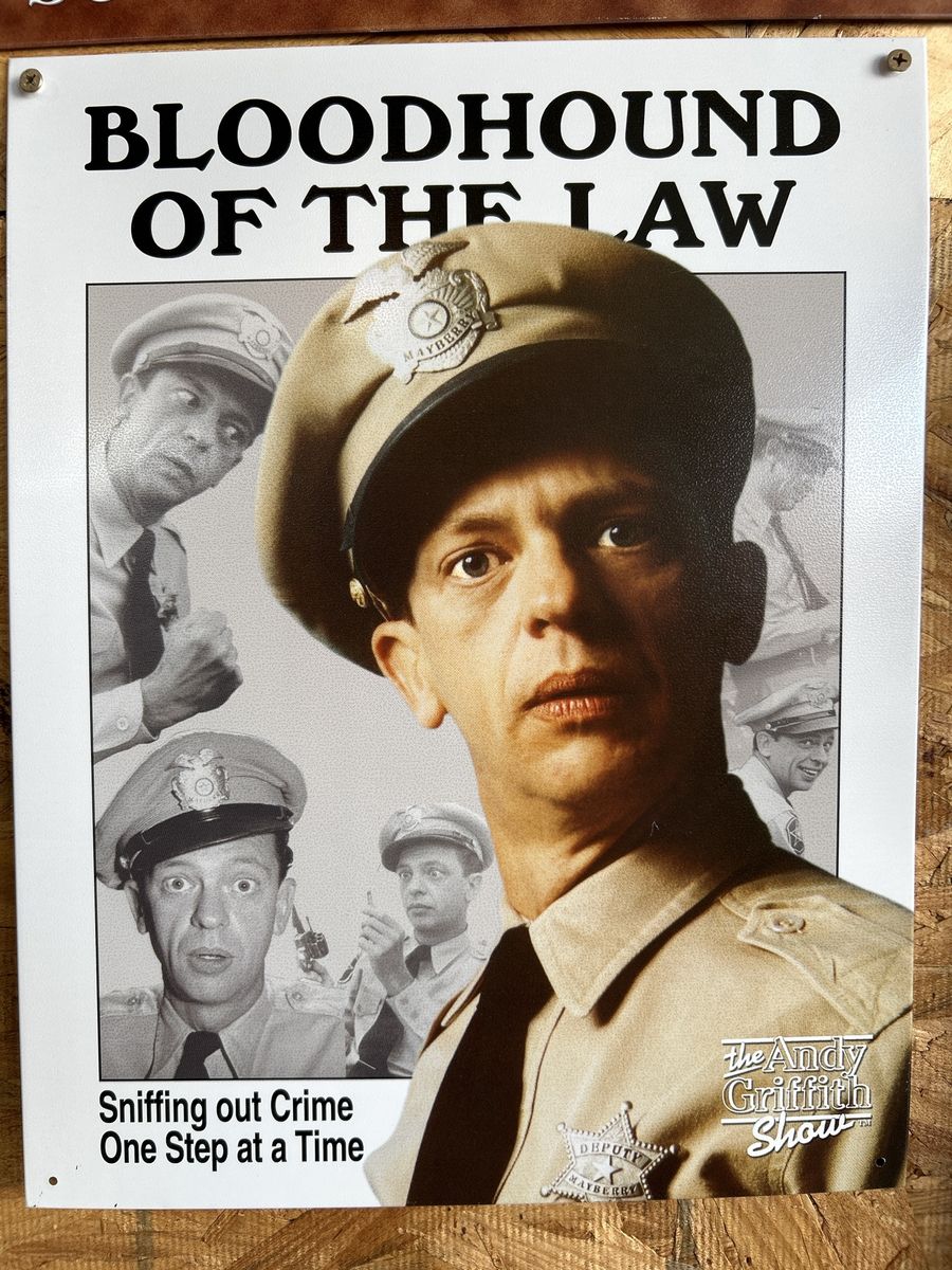 The Andy Griffith Show Barney Fife Bloodhound of the Law Metal Tin Sign
