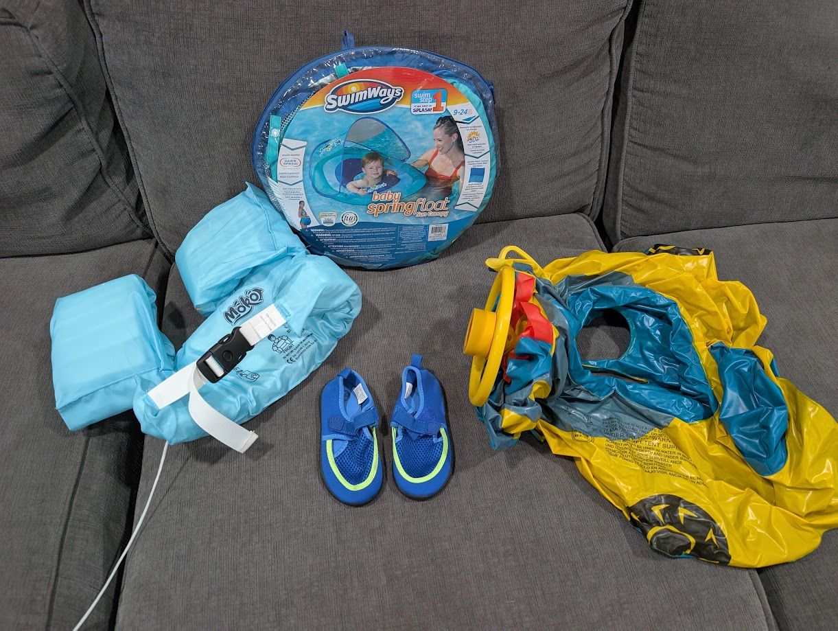 Pool Floaties and Swim shoes for Kids