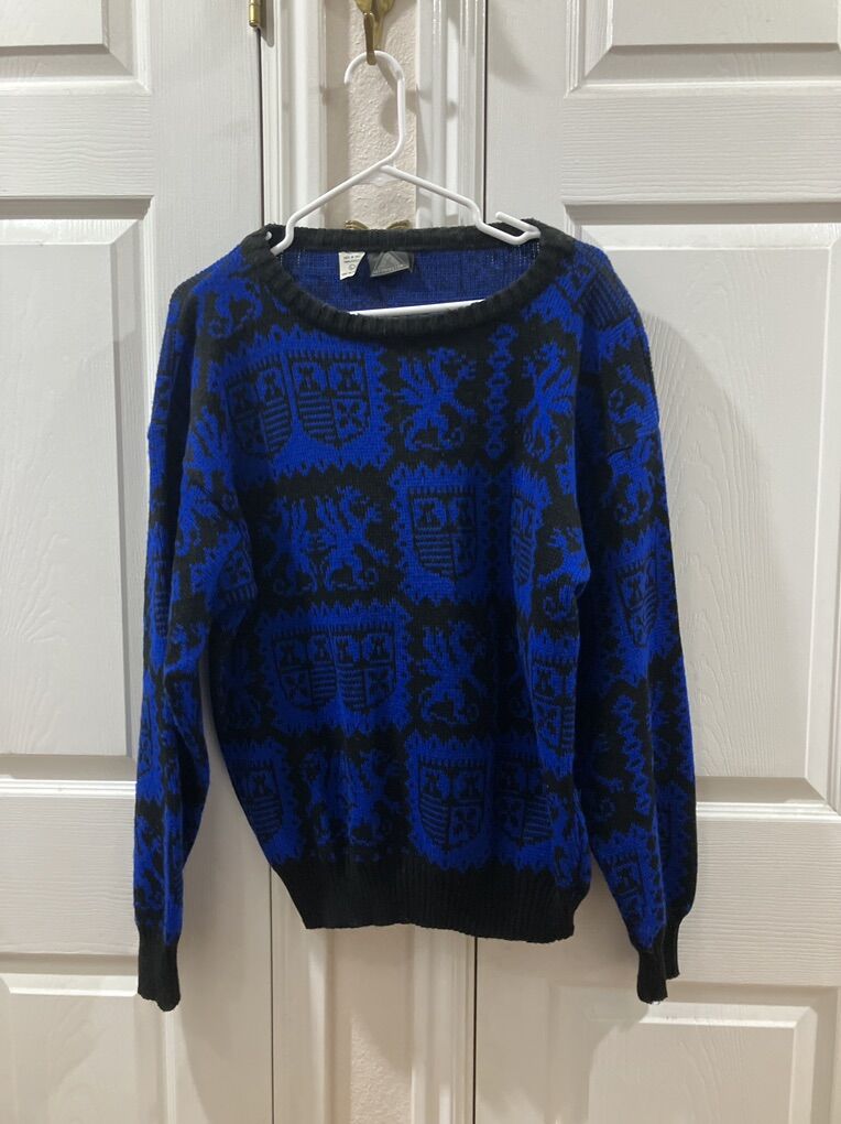 Blue & Black Pattern Sweater Made In Italy