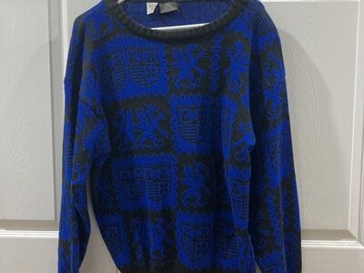 Blue & Black Pattern Sweater Made In Italy