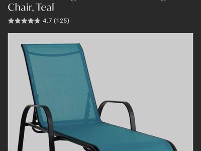 Stackable Sling Patio Chaise Lounge Chair, Teal