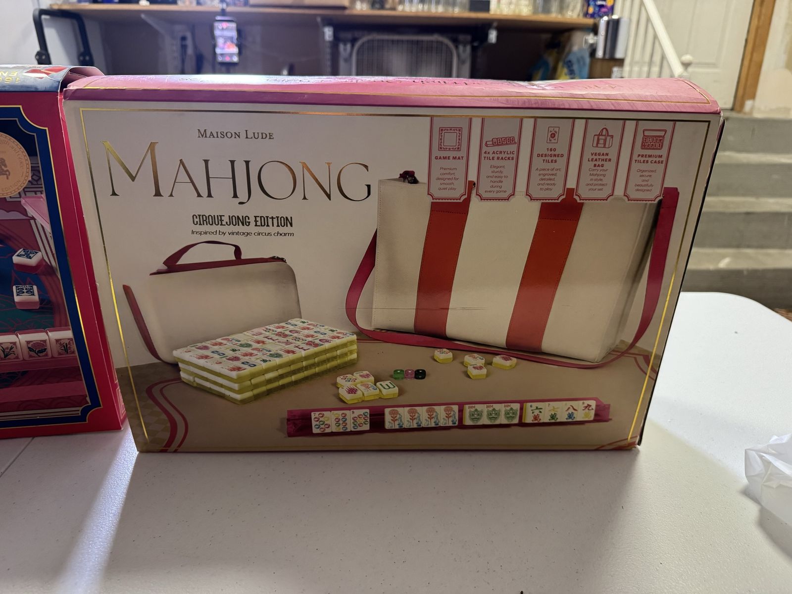 Maison Lude Mahjong Cirque-Jong Edition 160-Tile Set w/ Vegan Leather Bag & Mat