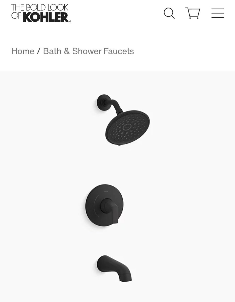 Kohler Cursiva Rite-Temp Pressure-Balancing Bath and Shower Kit Matte Black