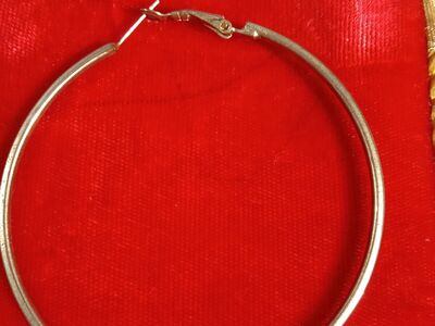 Vintage large silver hoop earrings