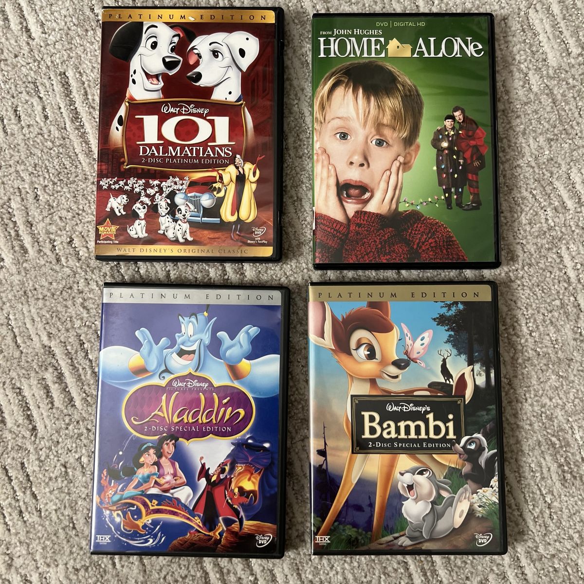 101 Dalmatians, Home Alone, Aladdin, Bambi