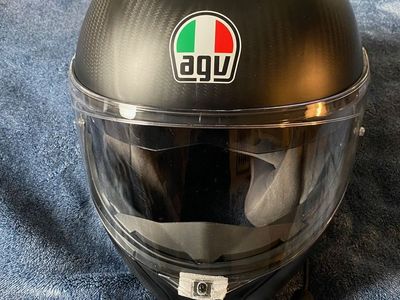 Like New AGV Sport Modular Carbon Fiber Matte Size M Motorcycle Helmet with Sena 20S Evo Bluetooth Audio and Module