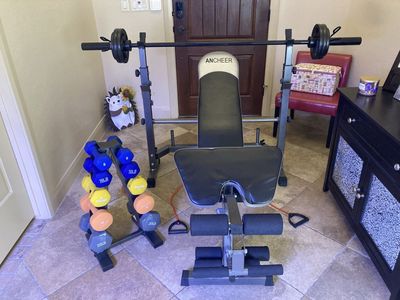 Weight Bench With Olympic Bar And Weights