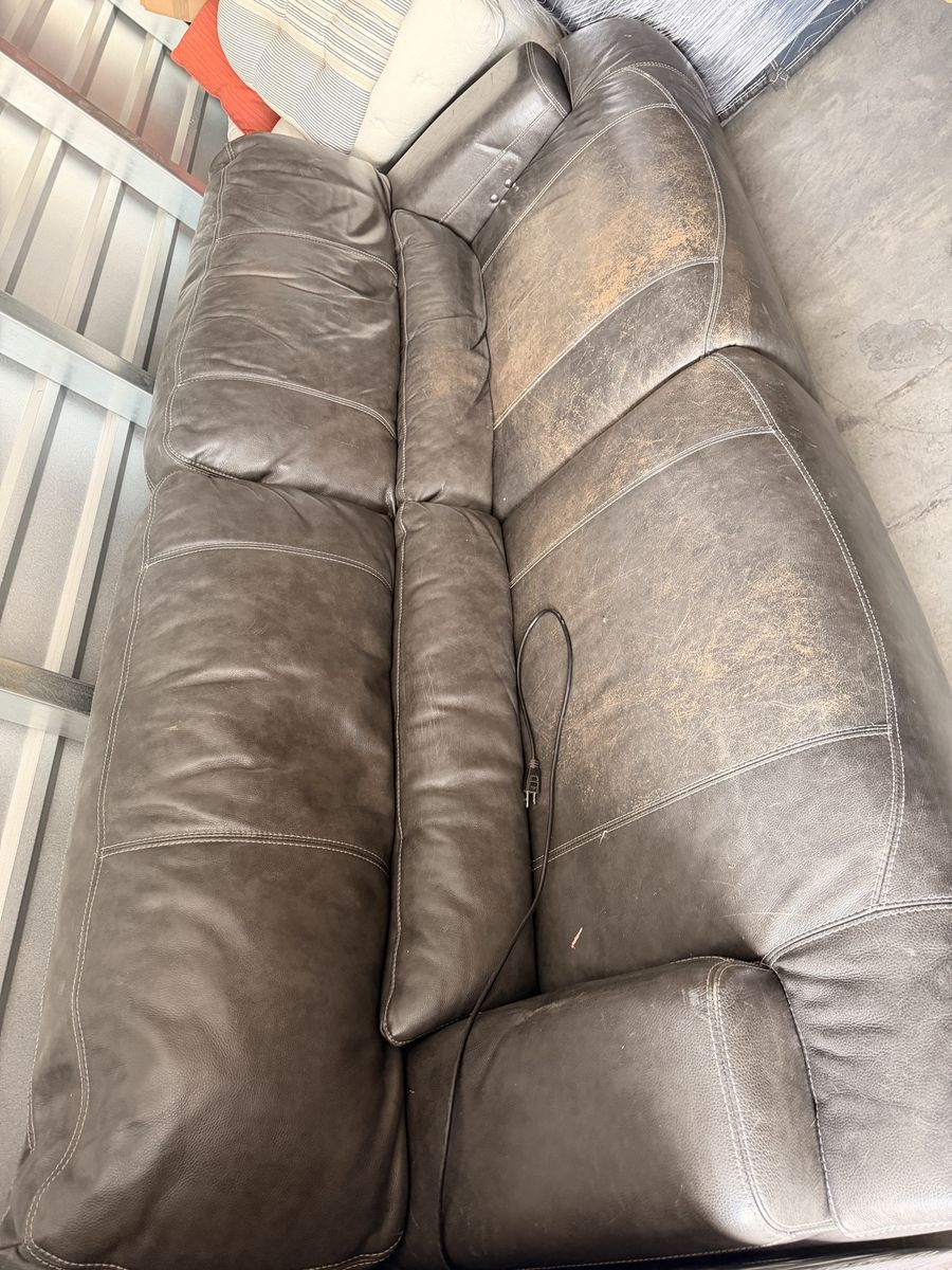 Brown Power Reclining Leather Sofa
